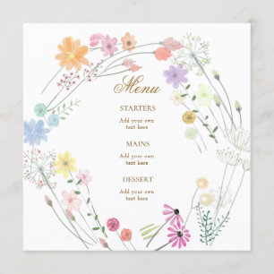 menu de flores silvestres de aquarela