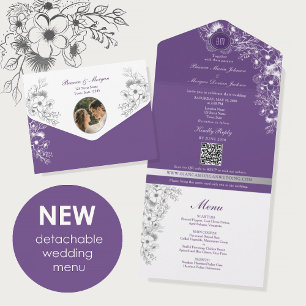 Menu de Fotos de Casamento Floral Roxo
