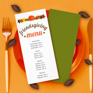 Menu de Friendsgiving da abóbora, das bolotas e