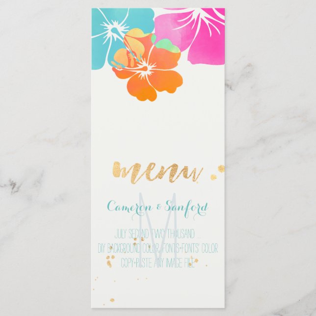 Menu de Hibiscus PixDezines/Rosa/Azul/Laranja (Frente)