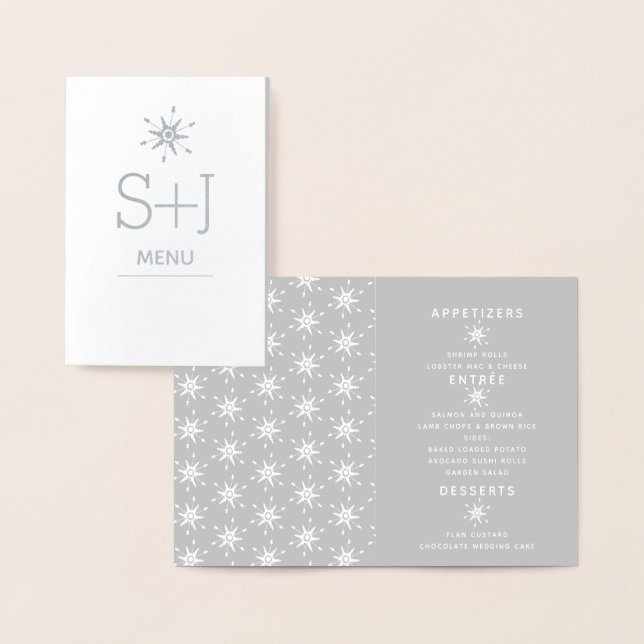 Menu de inverno de Casamento dos Flocos de Neve El (Exibição)