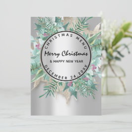 Menu de Inverno de Natal Floral Prata