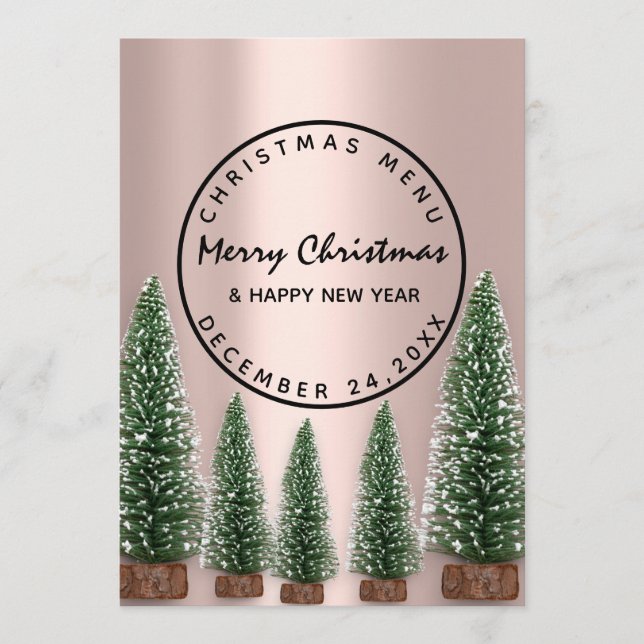 Menu de Inverno de Natal Rose Green (Frente)
