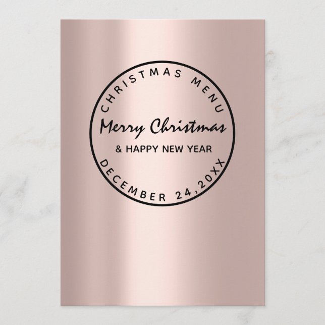 Menu de Inverno de Natal Rose Moderno (Frente)