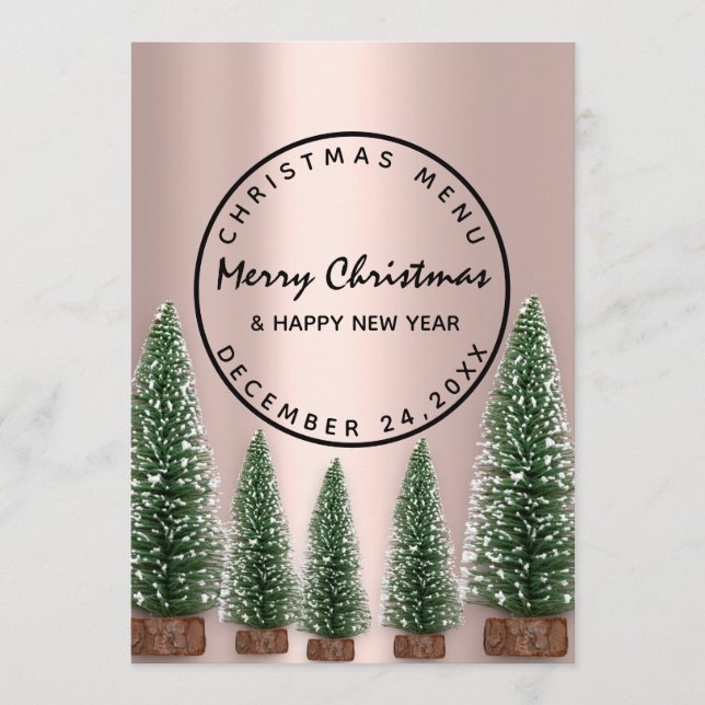 Menu de Inverno de Natal Rose Verde (Frente)