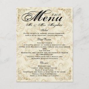 Menu de Janta de casamento do Rosa Dourado Obrigad