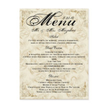 Menu de Janta de casamento do Rosa Dourado Obrigad