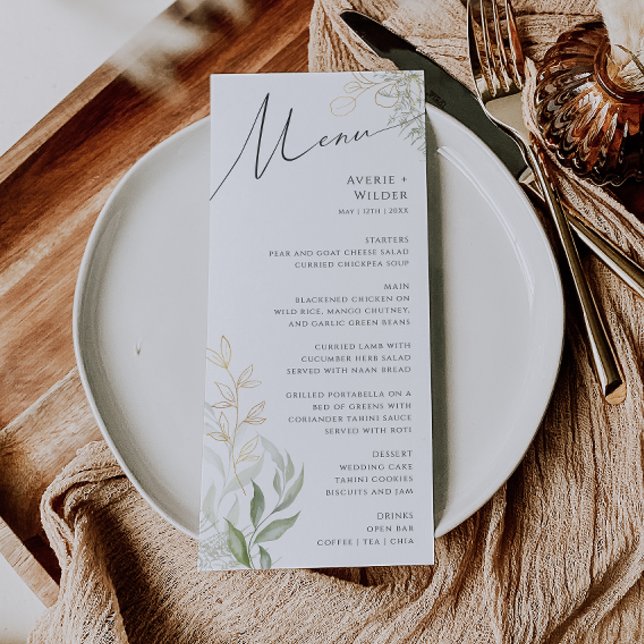 Menu de Janta de Esquema Verde e Casamento Dourado (Criador carregado)