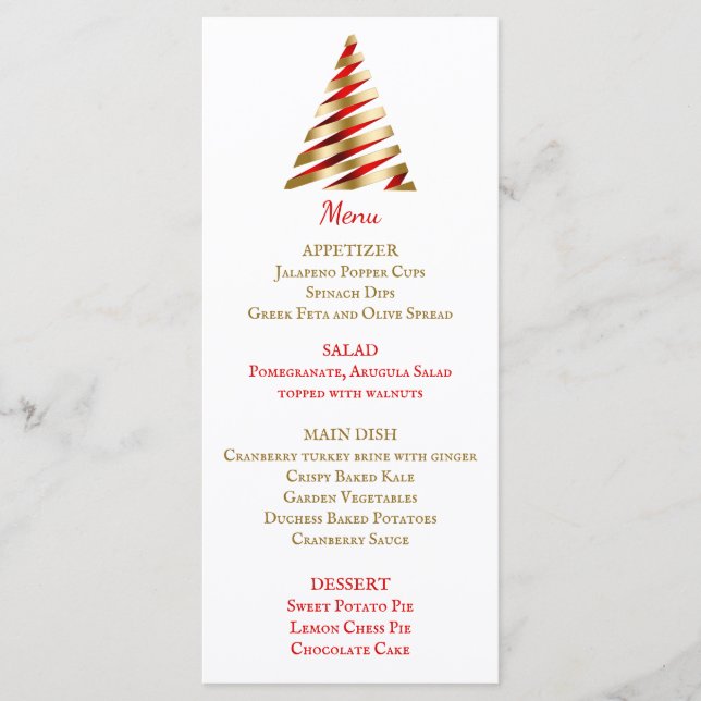 Menu de Janta de Natal Vermelho e Dourado (Frente)
