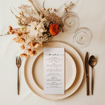 Menu de Janta de Recepção de casamento de Script E<br><div class="desc">Este é um moderno e elegante menu de casamento com layout minimalista e fonte única. Todas as cores são editáveis. // Para designs correspondentes, procure "ALICE" na certeira loja Nicole Zazzle. * Se você gosta deste design, mas não o vê disponível para algo que você está procurando, por favor, entre...</div>