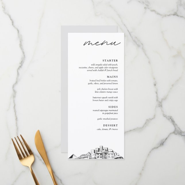 Menu de Janta de Recepção de casamento Memphis (Frente/Verso In Situ)