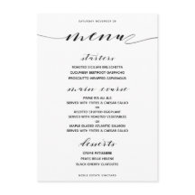 Menu de Jantar Amplo Clássico Personalizável