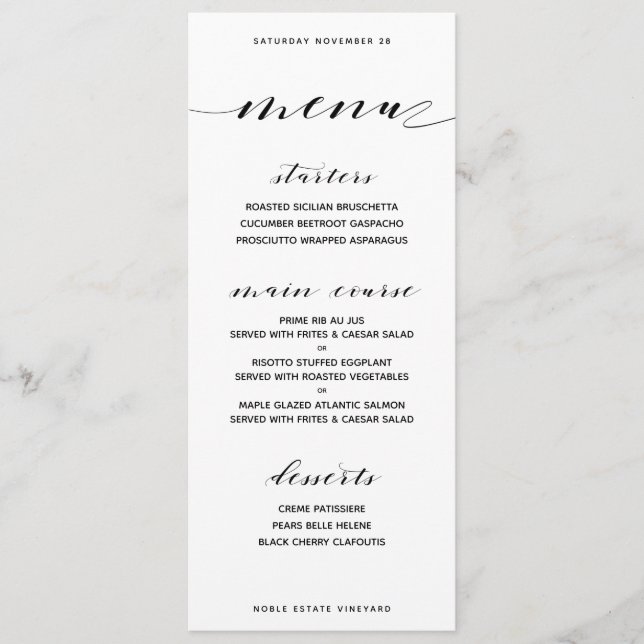 Menu de Jantar Clássico Personalizável (Frente)