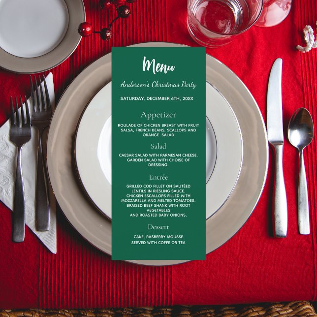 menu de jantar da festa de Natal verde branco (Criador carregado)