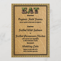 Menu de Jantar da Festa de Recepção ao Estilo Ocid