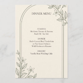 Menu de Jantar de Casamento Botânico de Oliva Deta