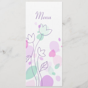 Menu de jantar de casamento com pétalas de flores