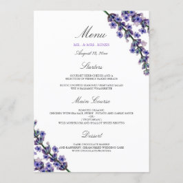 Menu de Jantar de Casamento Lavanda Elegante