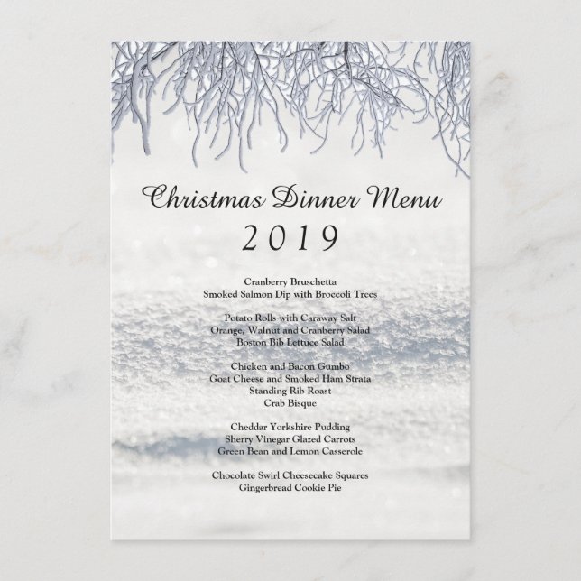 Menu de Jantar de Natal com Galhos de Inverno (Frente)