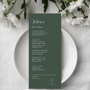 Menu de Jantar de Noivado Simples ROE Verde Escuro