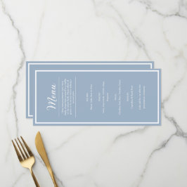 Menu de Jantar de Recepção de Casamento Azul Elega