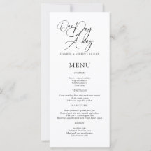 Menu de Jantar de Rehearsal Elegante One Day Away