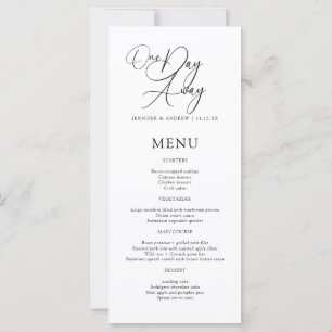 Menu de Jantar de Rehearsal Elegante One Day Away