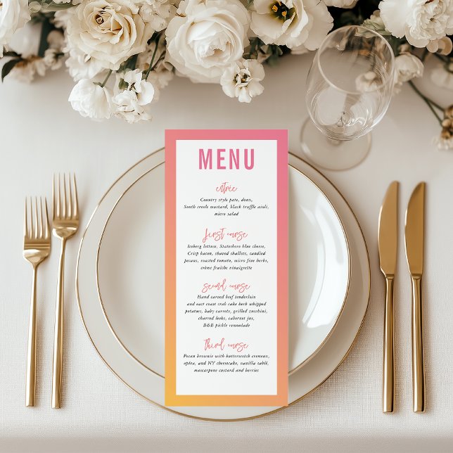 MENU DE JANTAR gradiente ombre rosa amarelo estrel (Criador carregado)