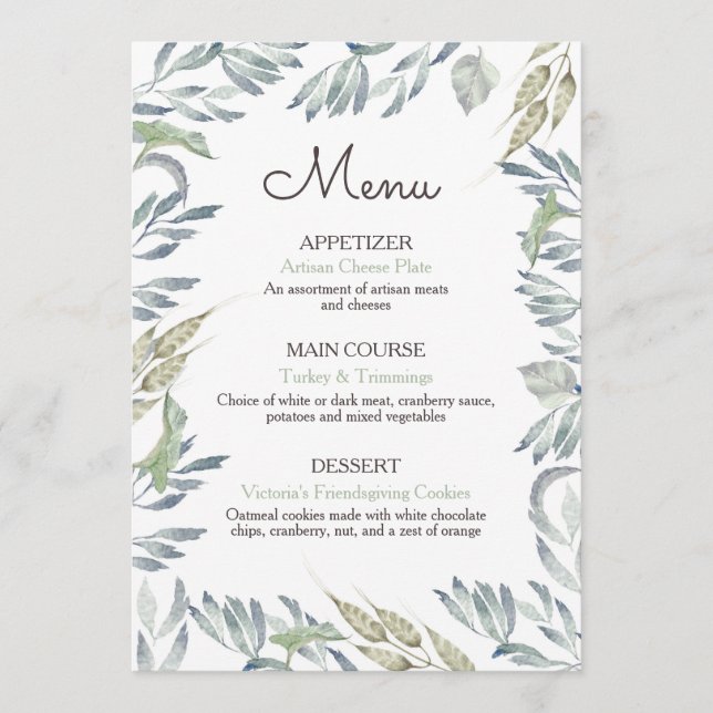 Menu de Janto de Ação de Graças Russo de Amizade (Frente)