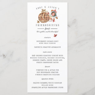 Menu de Janto de Aquarela do Banquete de Ação de G