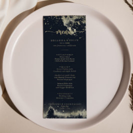 Menu de Janto de Caligrafia Dourada com Aquarela