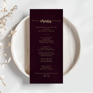Menu de Janto de Caligrafia Minimalista Dourada Bu