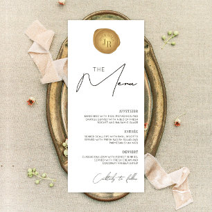 Menu de Janto de Carimbo Dourado Mínimo Elegante