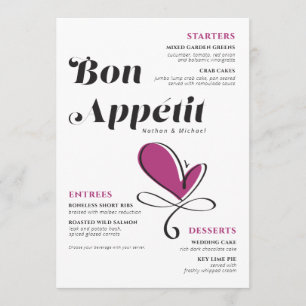 Menu de Janto de Casamento de Aparência Bon
