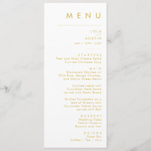 Menu de Janto de Casamento de Fontes Dourado Minim