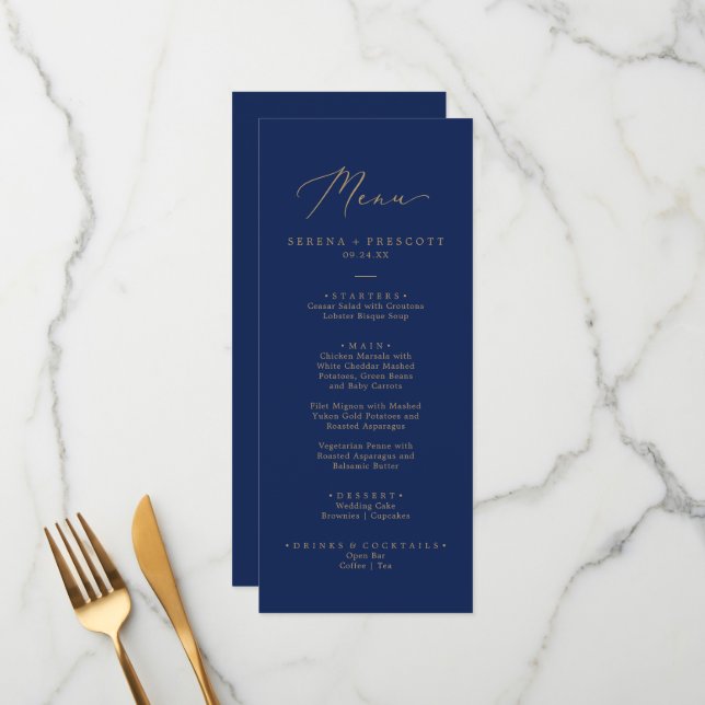 Menu de Janto de Casamento de Marinhos de Caligraf (Frente/Verso In Situ)