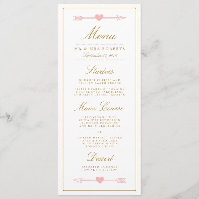 Menu de Janto de Casamento de Setas Adoráveis / Es (Frente)