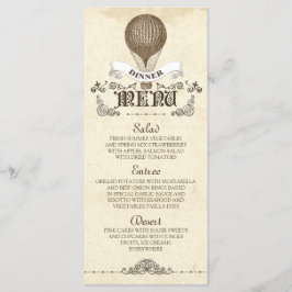 Menu de janto de casamento do balão de ar quente d