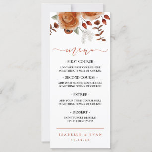 Menu de Janto de Casamento Floral de Cores Aquátic