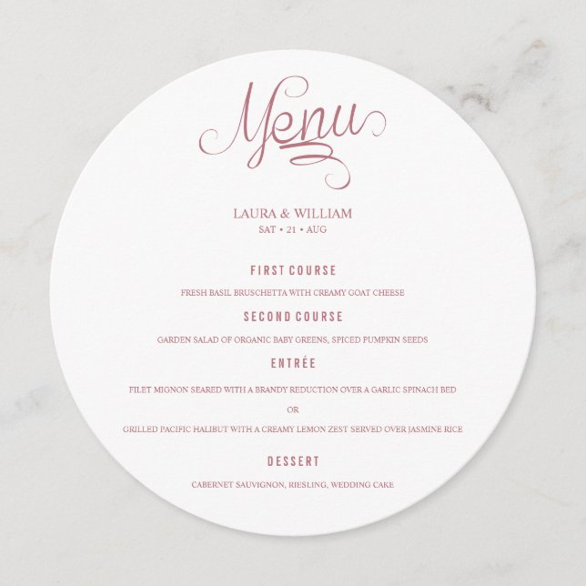 Menu De Janto De Casamentos De Caligrafia (Frente)