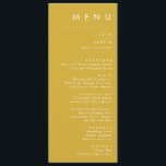 Menu de Janto de Casamentos Dourados Mínimos Moder<br><div class="desc">Este menu de janto Dourado minimalista moderno é perfeito para o seu casamento clássico do Boho. Seu design abstrato simples, único, acompanhado de um roteiro mínimo contemporâneo e paleta dourada dá a este produto uma sensação de luxo formal elegante enquanto permanece simplista, boêmica. Mantenha-o como está ou escolha personalizá-lo com...</div>