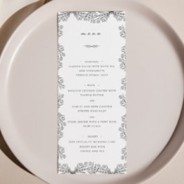 Menu de Janto de Casamentos Pretos e Brancos Flora