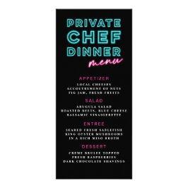 Menu de Janto de Chef Privado Neon Blue & Pink