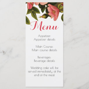 Menu de Janto de Convidado de recepção de casament