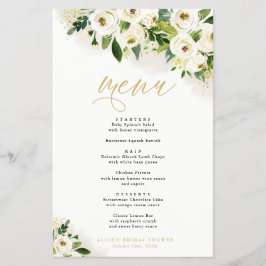 Menu de Janto de eventos planos branco e Dourado