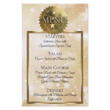 Menu de janto de Natal com ouro puro e estrelado