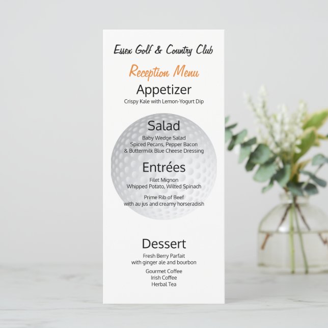 Menu de Janto de Recepção do Torneio Golf (Em pé/Frente)
