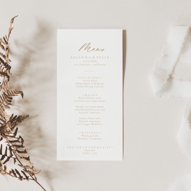 Menu de Janto Dourado da Caligrafia Chic (Criador carregado)