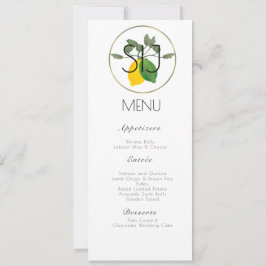 Menu de Janto Dourado Lemon de Aquarela de Casamen