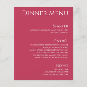 Menu de Janto e Bebida Casada-Viva Magenta-